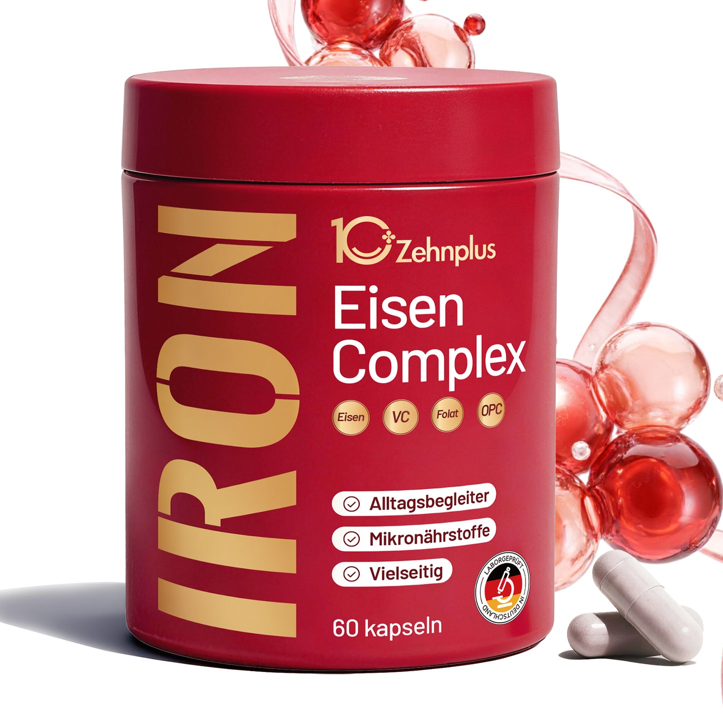 Eisen Komplex für Frauen mit Vitamin C, B12 & Folsäure, vegan,