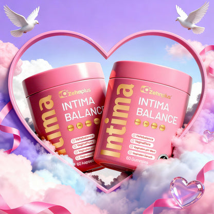 Capsules Intima Hair Balance + avec nutriments pour l'équilibre intime, les cheveux, la peau et les ongles, répondant aux besoins quotidiens des femmes. Vegan, testées en laboratoire, fabriquées en Allemagne.