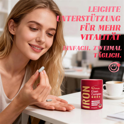 Eisen Komplex für Frauen mit Vitamin C, B12 & Folsäure, vegan,